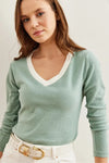 Neck-Detail Brushed Stretch Blouse