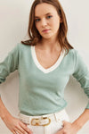 Neck-Detail Brushed Stretch Blouse