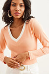 Neck-Detail Brushed Stretch Blouse
