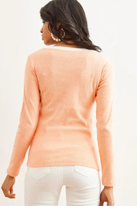 Neck-Detail Brushed Stretch Blouse