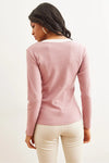 Neck-Detail Brushed Stretch Blouse