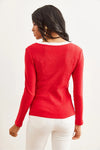 Neck-Detail Brushed Stretch Blouse
