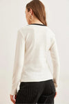 Neck-Detail Brushed Stretch Blouse