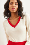 Neck-Detail Brushed Stretch Blouse