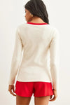 Neck-Detail Brushed Stretch Blouse