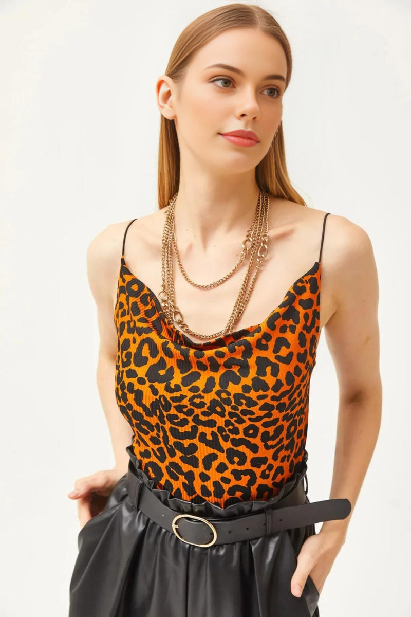 Cowl Neck Spaghetti Strap Blouse