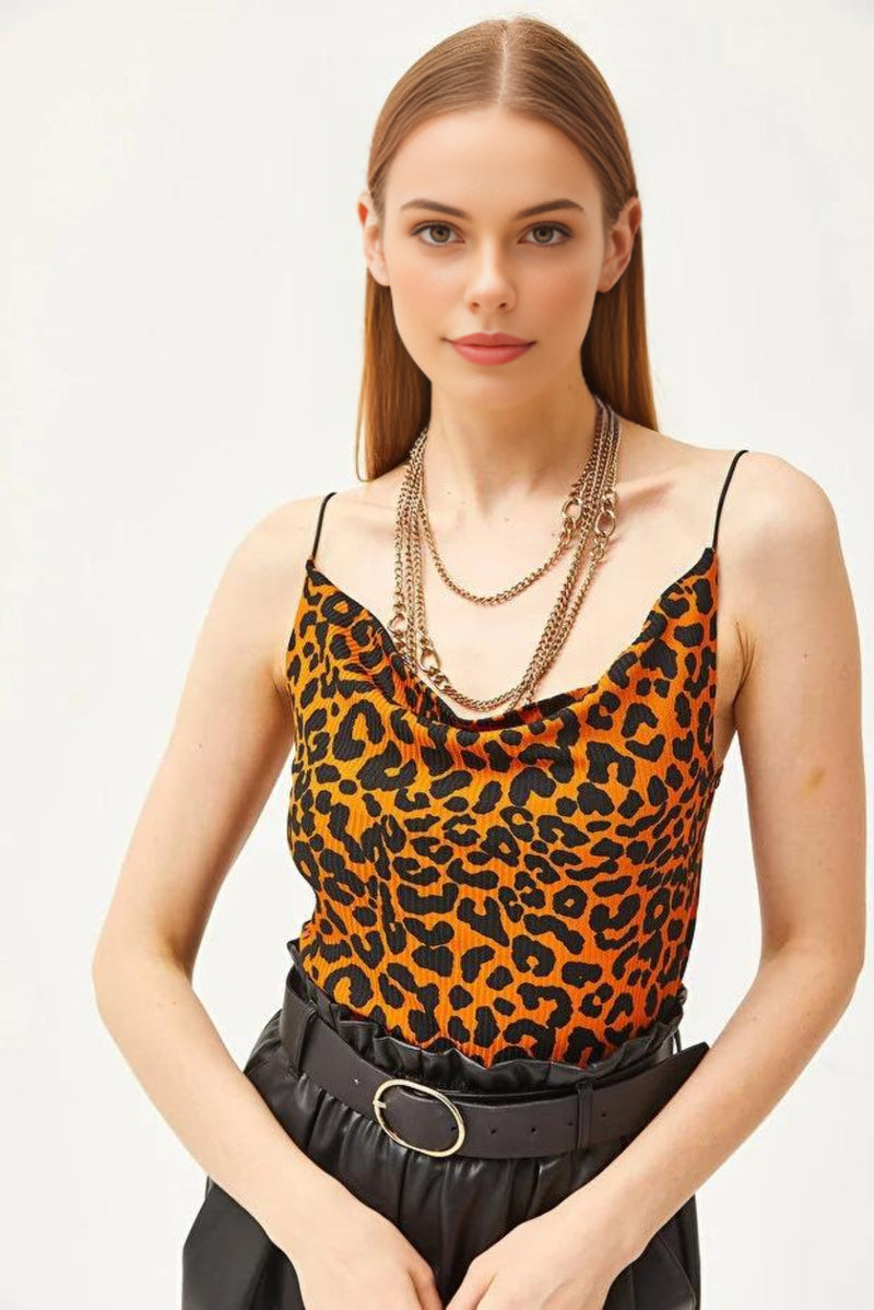 Cowl Neck Spaghetti Strap Blouse