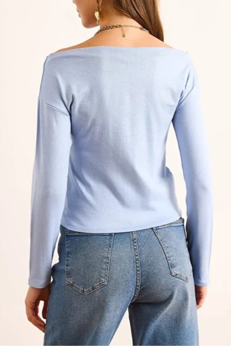 Premium Soft Touch Boat Neck Stretch Blouse