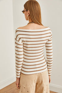 Premium Soft Touch Boat Neck Stretch Blouse