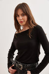 Premium Soft Touch Boat Neck Stretch Blouse