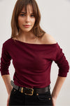Premium Soft Touch Boat Neck Stretch Blouse