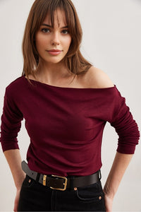 Premium Soft Touch Boat Neck Stretch Blouse