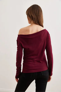 Premium Soft Touch Boat Neck Stretch Blouse