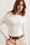 Premium Soft Touch Boat Neck Stretch Blouse