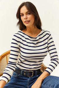 Premium Soft Touch Boat Neck Stretch Blouse