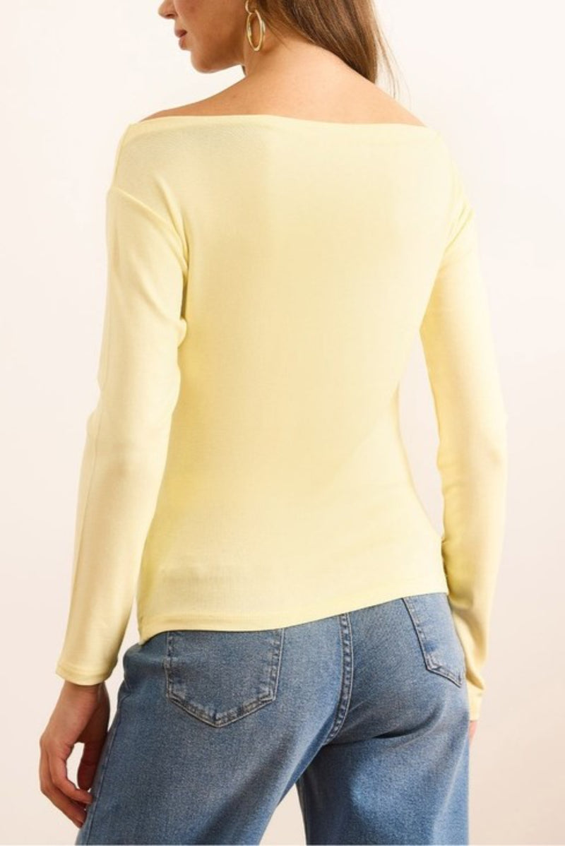 Premium Soft Touch Boat Neck Stretch Blouse
