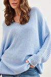 V-Neck Fisherman’s Rib Knit Oversized Sweater