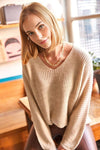 V-Neck Fisherman’s Rib Knit Oversized Sweater
