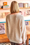 V-Neck Fisherman’s Rib Knit Oversized Sweater