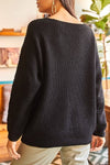 V-Neck Fisherman’s Rib Knit Oversized Sweater