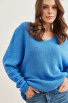 V-Neck Fisherman’s Rib Knit Oversized Sweater