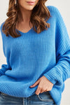 V-Neck Fisherman’s Rib Knit Oversized Sweater