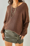 V-Neck Fisherman’s Rib Knit Oversized Sweater