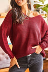 V-Neck Fisherman’s Rib Knit Oversized Sweater