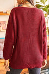 V-Neck Fisherman’s Rib Knit Oversized Sweater