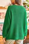 V-Neck Fisherman’s Rib Knit Oversized Sweater
