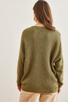V-Neck Fisherman’s Rib Knit Oversized Sweater