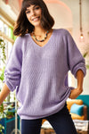 V-Neck Fisherman’s Rib Knit Oversized Sweater