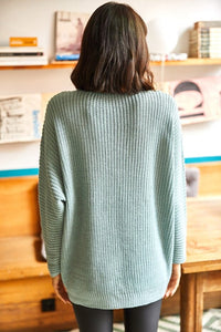 V-Neck Fisherman’s Rib Knit Oversized Sweater