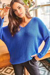 V-Neck Fisherman’s Rib Knit Oversized Sweater
