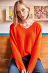 V-Neck Fisherman’s Rib Knit Oversized Sweater