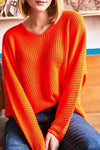V-Neck Fisherman’s Rib Knit Oversized Sweater