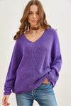 V-Neck Fisherman’s Rib Knit Oversized Sweater