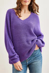 V-Neck Fisherman’s Rib Knit Oversized Sweater