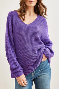 V-Neck Fisherman’s Rib Knit Oversized Sweater