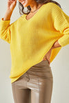 V-Neck Fisherman’s Rib Knit Oversized Sweater