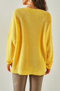 V-Neck Fisherman’s Rib Knit Oversized Sweater