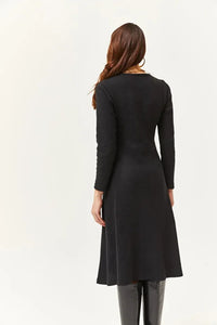 Double-Breasted Midi A-Line Dress with Button Details