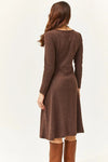 Double-Breasted Midi A-Line Dress with Button Details