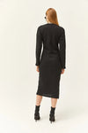 V-Neck Thick Ribbed Dress with Side Slit