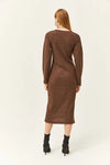 V-Neck Thick Ribbed Dress with Side Slit