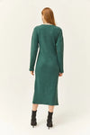 V-Neck Thick Ribbed Dress with Side Slit