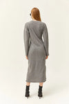 V-Neck Thick Ribbed Dress with Side Slit