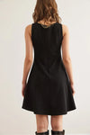 Crew Neck Flared Crepe Knit Dress