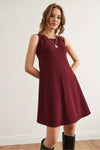 Crew Neck Flared Crepe Knit Dress