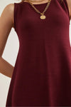 Crew Neck Flared Crepe Knit Dress